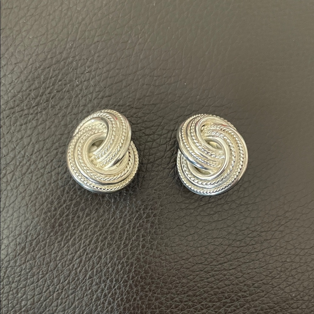 Classic Silver Knot Clip-On Earrings